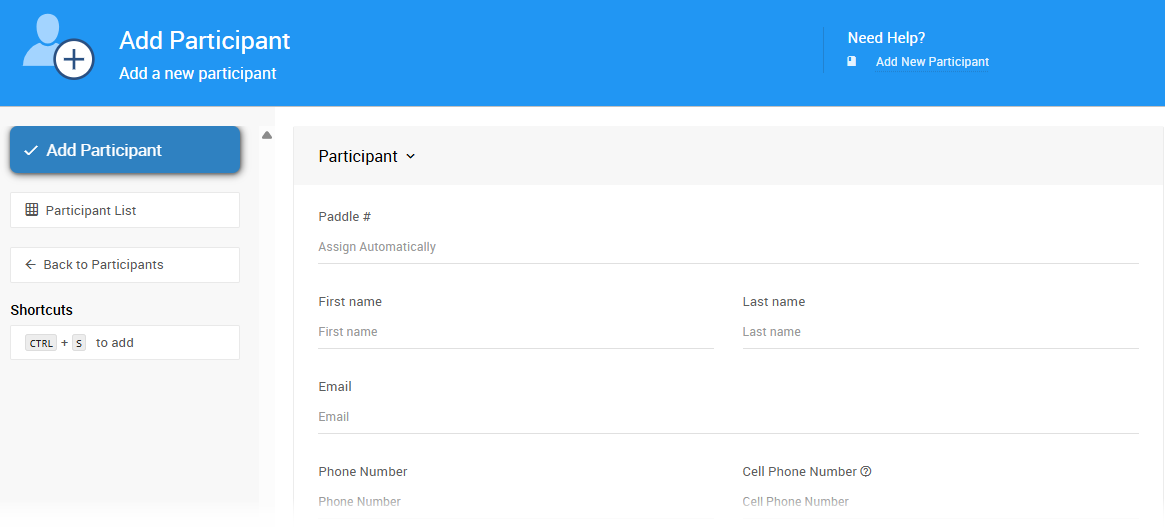 Add Participant Page