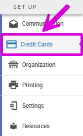 Credit Cards button on the left Auctria sidebar