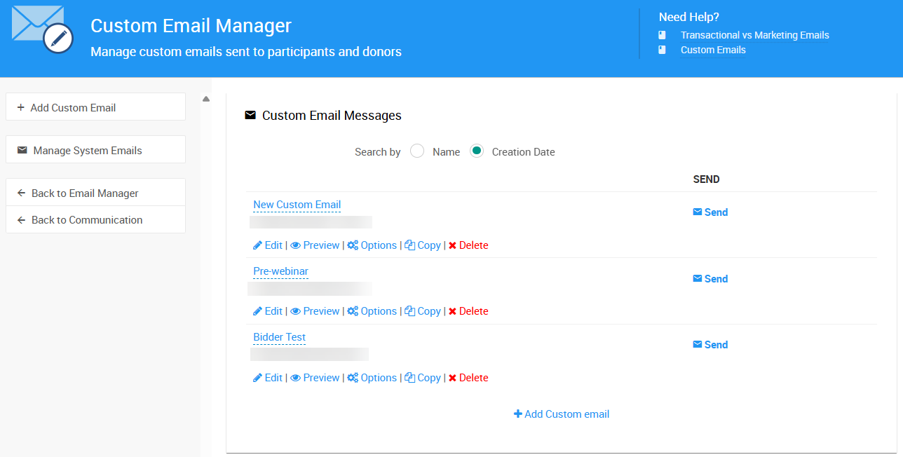 Custom Email Manager