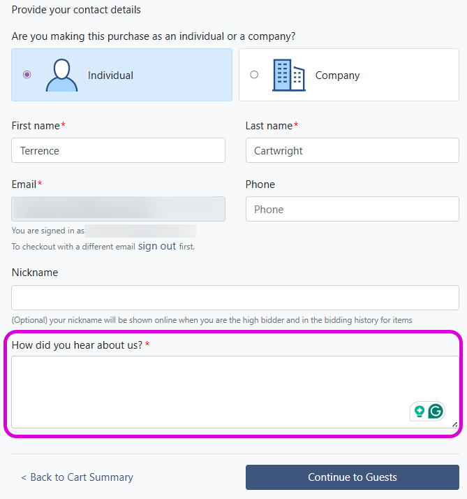 A Custom Question on the Contact Form
