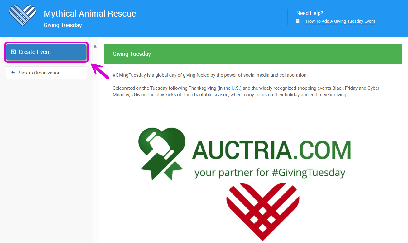 Create Event Giving Tuesday