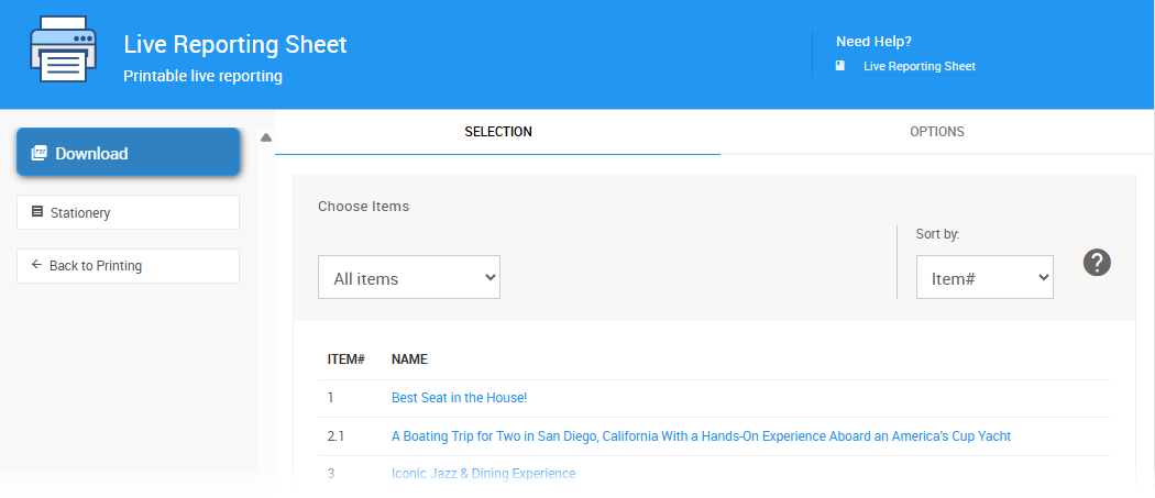Live Reporting Sheets