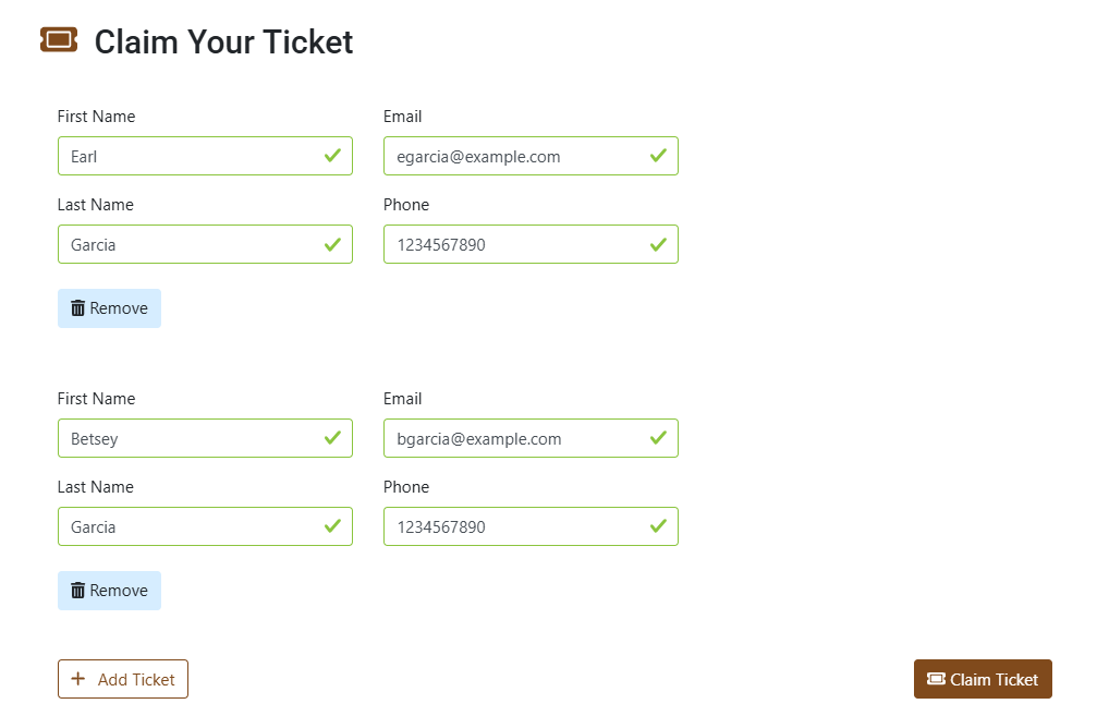 Ticket Claim Multiple Tickets