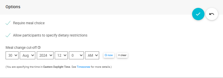 Meal Choice Options Section