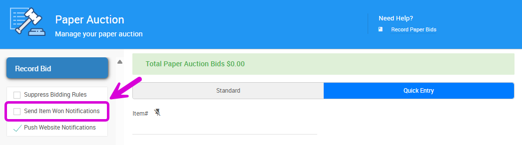 Send Item Won Notifications