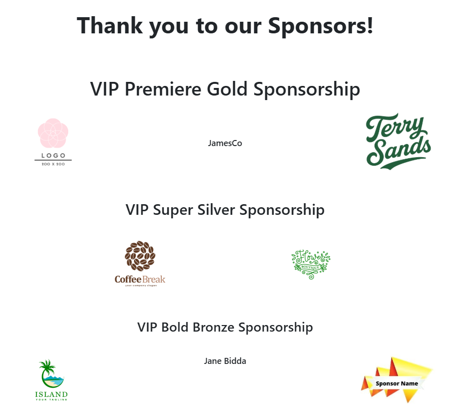 Sponsor Logos Displayed on the Event Website