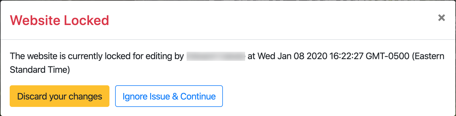 Website Locked warning
